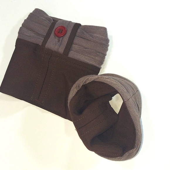 Brimmins Brown and Gray Shurred Fabric Button Boot Cuffs - Picture 3 of 6